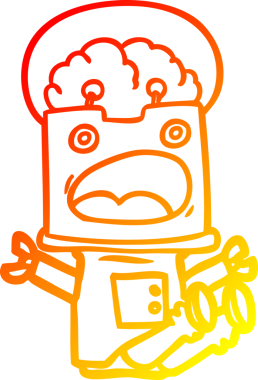 Bir insan tarafından çizilen çizgi film robotunun sıcak çizgi çizimi