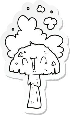 Bir insan tarafından çizilmiş karikatür mantarı çıkartması.