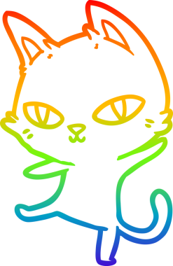 Gökkuşağı gradyan çizgi çizimi Bir insan tarafından çizilen çizgi film kedisi