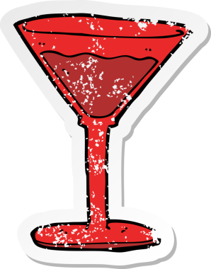 Bir insan tarafından çizilmiş karikatür kokteylinin gerilimli yapıştırması.