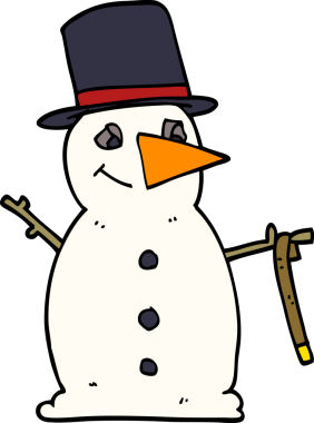 Bir insan tarafından çizilmiş kardan adam çizgi filmi.