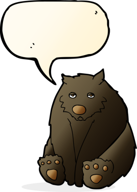 Bir insan tarafından çizilmiş konuşma balonu olan mutsuz kara ayı çizgi filmi.