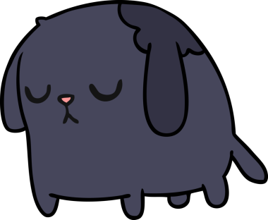 Bir insan tarafından çizilmiş sevimli üzgün kawaii köpeği karikatürü.