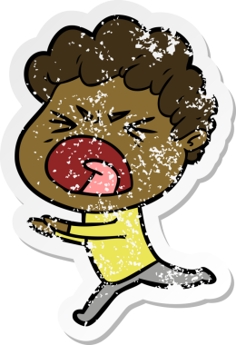 Bir insan tarafından çizilmiş öfkeli bir adamın sıkıntılı çıkartması.