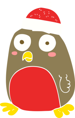 Bir insan tarafından çizilmiş noel ardıçkuşunun düz renk çizimi