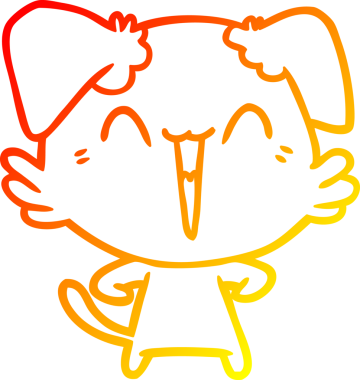 Bir insan tarafından çizilmiş mutlu, küçük bir köpek çizgi filmi.