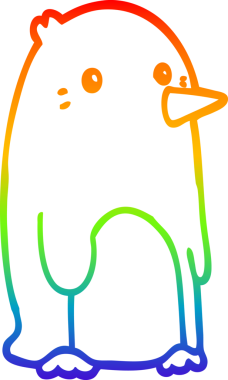 gökkuşağı gradyan çizimi bir insan tarafından çizilmiş bir penguen çizgi