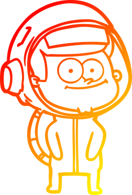 Bir insan tarafından çizilmiş mutlu bir astronot çizgi filminin sıcak gradyan çizimi