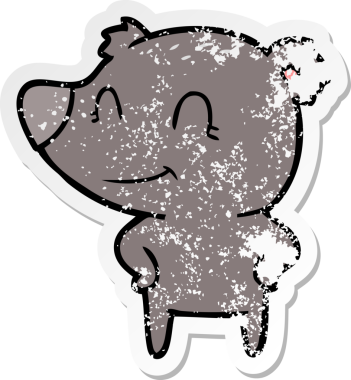 Dost canlısı bir ayının sıkıntılı çıkartması. Bir insan tarafından çizilmiş kalçaları var.