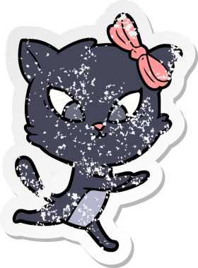 Bir insan tarafından çizilmiş karikatür bir kedinin sıkıntılı çıkartması.