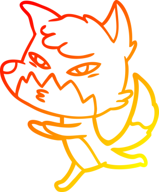 Bir insan tarafından çizilmiş akıllı bir tilkinin sıcak çizgi çizimi