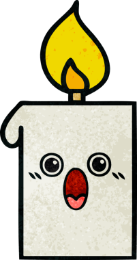 Bir insan tarafından çizilmiş yanan bir mumun retro grunge desen karikatürü