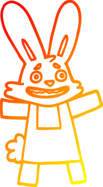 İnsan tarafından çizilmiş, korkmuş tavşan görünümlü bir çizgi film çizimi.