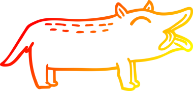 Bir insan tarafından çizilmiş komik bir köpeğin sıcak çizgi çizimi.