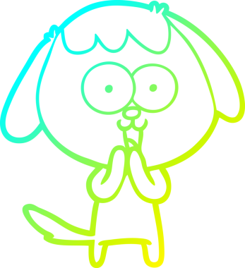 Bir insan tarafından çizilmiş şirin bir çizgi köpeğin soğuk gradyan çizgisi.