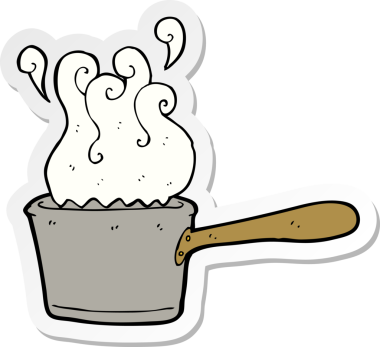 Bir insan tarafından çizilmiş bir mutfak tavasının çıkartması.