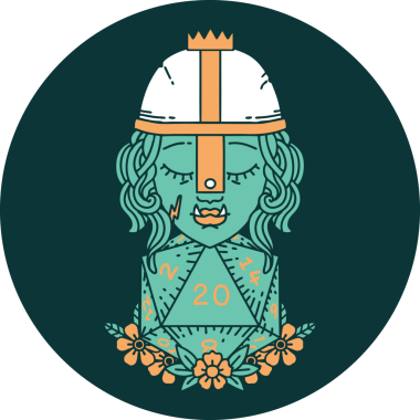 Bir insan tarafından çizilmiş 20 zarlı Ork savaşçı karakteri simgesi