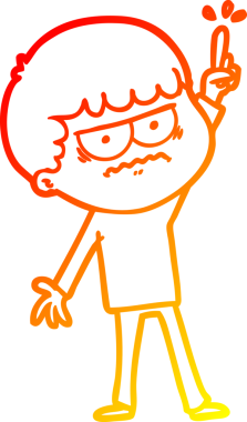 Bir insan tarafından çizilmiş, kızgın bir çizgi film karakteri.