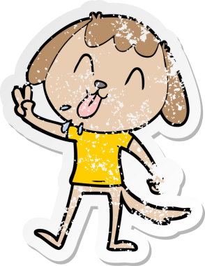 Bir insan tarafından çizilmiş şirin bir köpeğin sıkıntılı çıkartması.