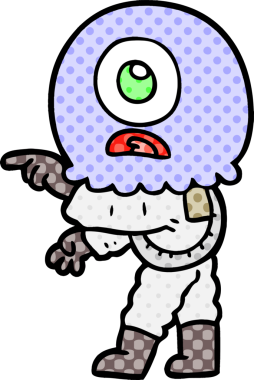 Çizgi film Tepegöz uzaylı uzay adamı bir insan tarafından çizilmiş.