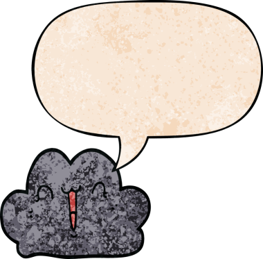 Bir insan tarafından çizilmiş geçmişe dönük konuşma baloncuklu şirin çizgi film bulutu.