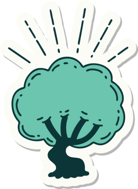 Bir insan tarafından çizilmiş dövme stili bir ağacın çıkartması.