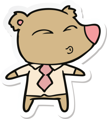 Bir insan tarafından çizilmiş ıslık çalan ayı patronunun çıkartması.