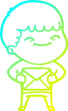 Bir çizgi film karakteri çizen soğuk çizgi bir insan tarafından çizilmiş mutlu çocuk.