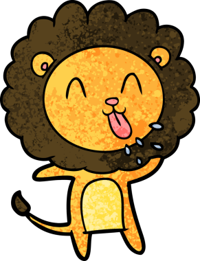 Bir insan tarafından çizilmiş mutlu çizgi film aslanı.