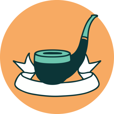 Bir insan tarafından çizilmiş sigara içen piposunun pankartı olan dövme biçimi simgesi