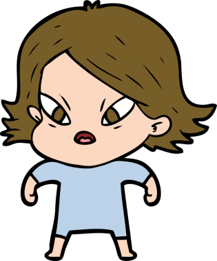 Çizgi film bir insan tarafından çizilmiş stresli kadın.