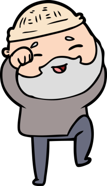 Bir insan tarafından çizilmiş mutlu sakallı bir adam.