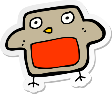 Bir insan tarafından çizilmiş Robin çizgi filminin çıkartması.