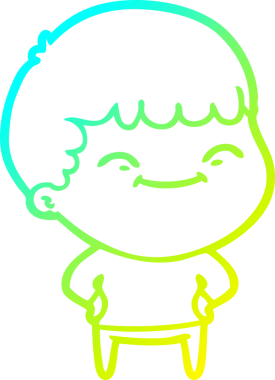 Bir çizgi film karakteri çizen soğuk çizgi bir insan tarafından çizilmiş mutlu çocuk.