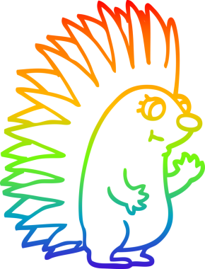 gökkuşağı gradyan çizgi çizimi Bir insan tarafından çizilmiş dikenli kirpi