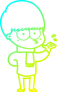 Bir insan tarafından çizilmiş gergin bir çizgi film çocuğu çizimi.