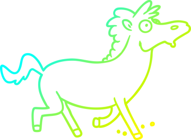 Bir insan tarafından çizilmiş bir çizgi film koşu atı çizimi