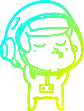 Bir insan tarafından çizilmiş kendinden emin bir astronotun soğuk çizgi çizimi.