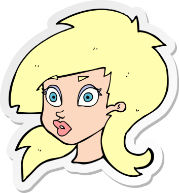 Bir karikatür çıkartması. Bir insan tarafından çizilmiş oldukça şaşırtıcı bir kadın.