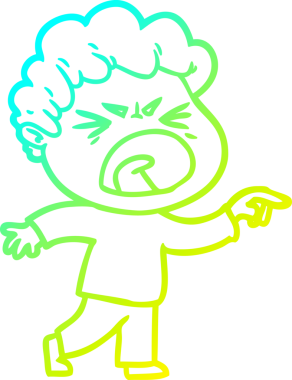 Bir insan tarafından çizilmiş öfkeli bir çizgi film karakteri.