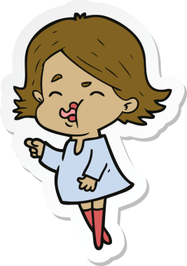 Bir insan tarafından çizilmiş bir karikatür kızının çıkartması.