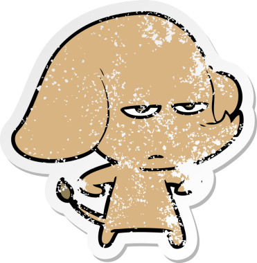 Bir insan tarafından çizilmiş kızgın bir fil çıkartması.