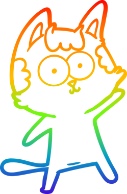 gökkuşağı gradyan çizimi mutlu çizgi film kedisi bir insan tarafından çizildi