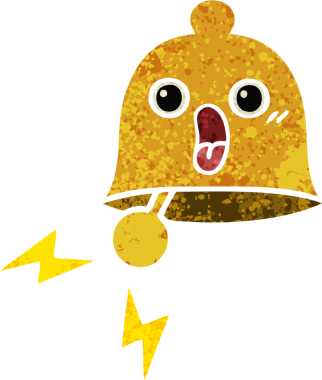 Bir insan tarafından çizilmiş bir çanın retro çizim tarzı karikatürü.