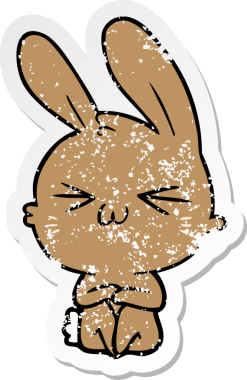 Bir insan tarafından çizilmiş şirin bir tavşanın sıkıntılı çıkartması.