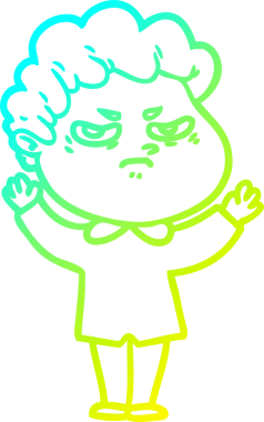 Bir insan tarafından çizilmiş kızgın bir adamın soğuk çizgi çizimi.