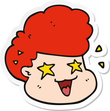 Bir insan tarafından çizilmiş heyecanlı bir çocuğun çıkartması.