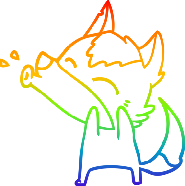 Uluyan bir kurt çizgi filminin gökkuşağı gradyanı insan tarafından çizilmiş.