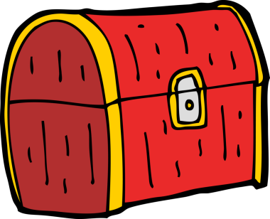 Bir insan tarafından çizilmiş hazine sandığı.