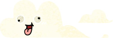 Bir insan tarafından çizilmiş bulutların retro çizim tarzı karikatürü